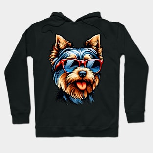 Funny Yorkshire Terrier with Sunglasses Hoodie